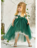 Green Lace Tulle High Low Flower Girl Dress